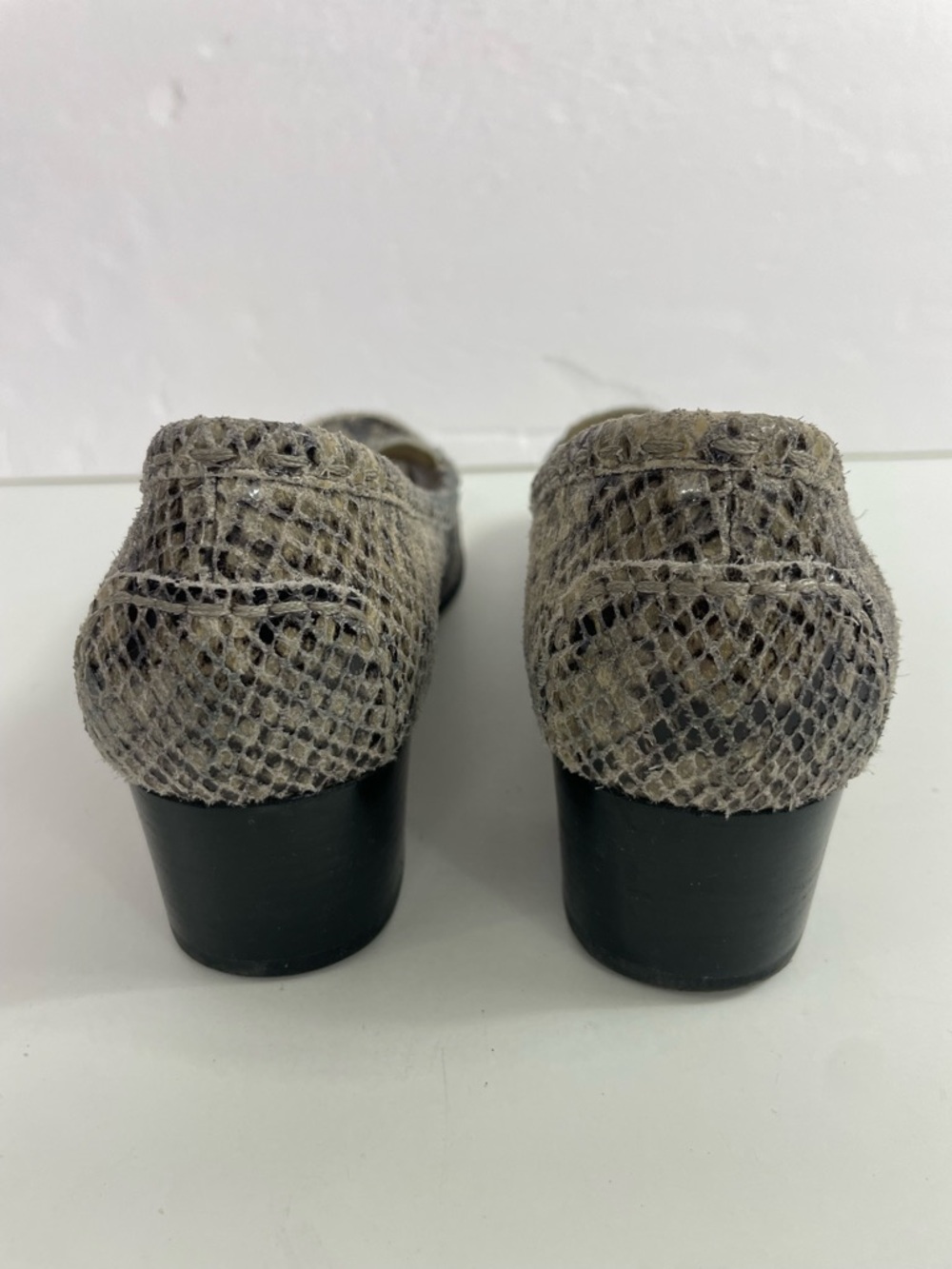 MICHAEL‎ Michael Kors Snake-Print Low Block Heel Loafers in Gray and Black - Picture 8 of 14